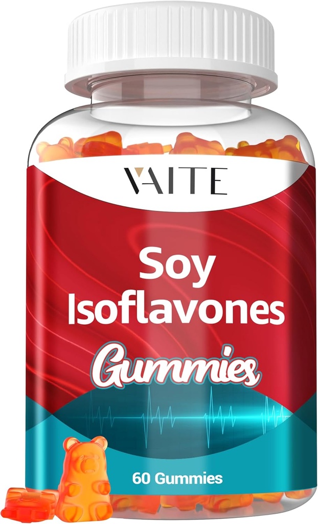 여성을위한 Soy Isoflavones 보충 – Menopause Relief, Hot Flash, Hormonal Balance, Genistein, Soy with Isoflavones, Bone Health Support – 60 Vegan Chewable Gummies