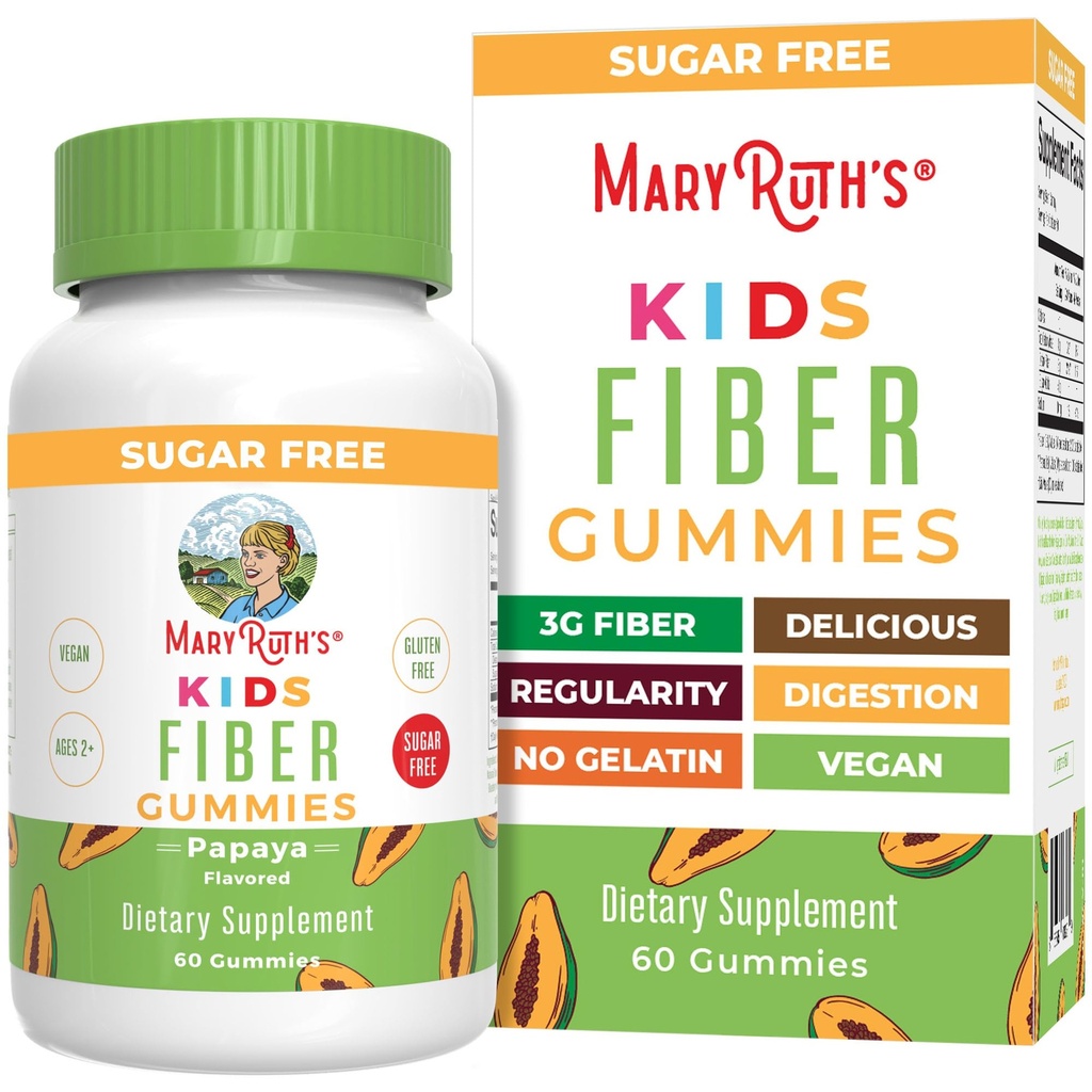 MaryRuth Organic Fiber Gummies for Kids | 2 개월 공급 | 설탕 무료 | 수용성 섬유 보충 | Gut Health & Digestion Support | 거미 당 3g 섬유 | Vegan | 60 개