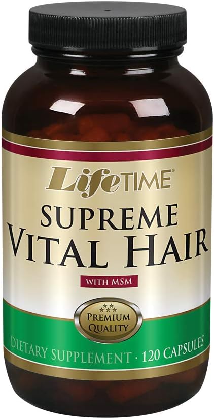 LIFETIME Supreme Vital Hair | 건강한 모발, 손톱 및 피부 지원 | 바이오틴, MSM, 비타민 B, C, & A, 아연, 말테일 및 기타 | 120 캡슐, 30 인분