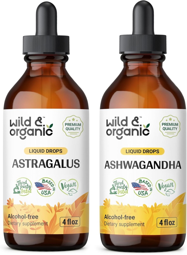 야생 & 유기 Astragalus Tincture 4 fl oz & Ashwagandha Tincture 4 fl oz