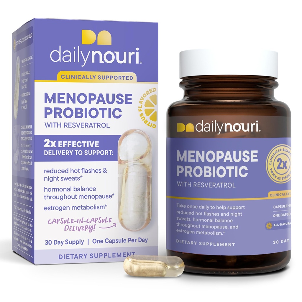 여성용 데일리 노리 망포스 프로바이오틱스 | Hormonal Balance, Hot Flashes, Night sweats & Gut Health | 3 임상적으로 Studied Strains + Resveratrol & Omega | 30일 공급