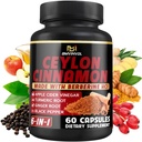 Berberine HCl, Apple Cider Vinegar, Turmeric, Ginseng, Black Pepper와 Ceylon Cinnamon 캡슐 - 6in1 지원 면역 기능 - 60 개