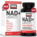 Resveratrol, Astaxanthin, spermidine & Luteolin Complex, NAD를 가진 FORCE FACTOR NAD+ (NMN 또는 Nicotinamide Riboside 대안) 세포질 건강 & 건강한 노후화, 60의 캡슐