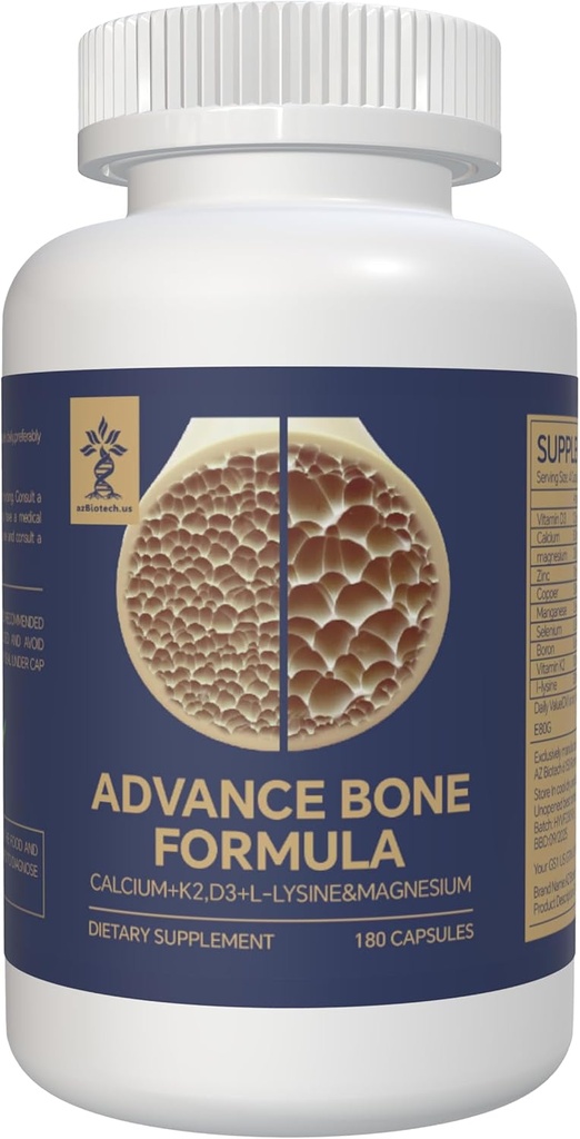 Stronger Bones 비타민과 보충교재 근본적인 영양소를 가진 진보된 공식, 비타민 D3, 칼슘, 마그네슘, 아연, 구리, 망간, 셀레늄, 붕소, 비타민 K2 MK7 및 L 리진