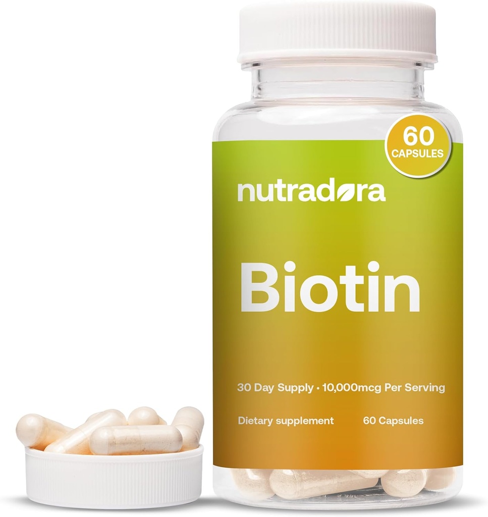 머리 피부와 못을 위한 칼슘을 가진 Biotin 10000mcg 캡슐 - 자연적으로 생성한 Biotin 보충교재는 머리 성장과 간격 10,000mcg Vegan 캡슐 – 미국 60 조사에서 공식화했습니다