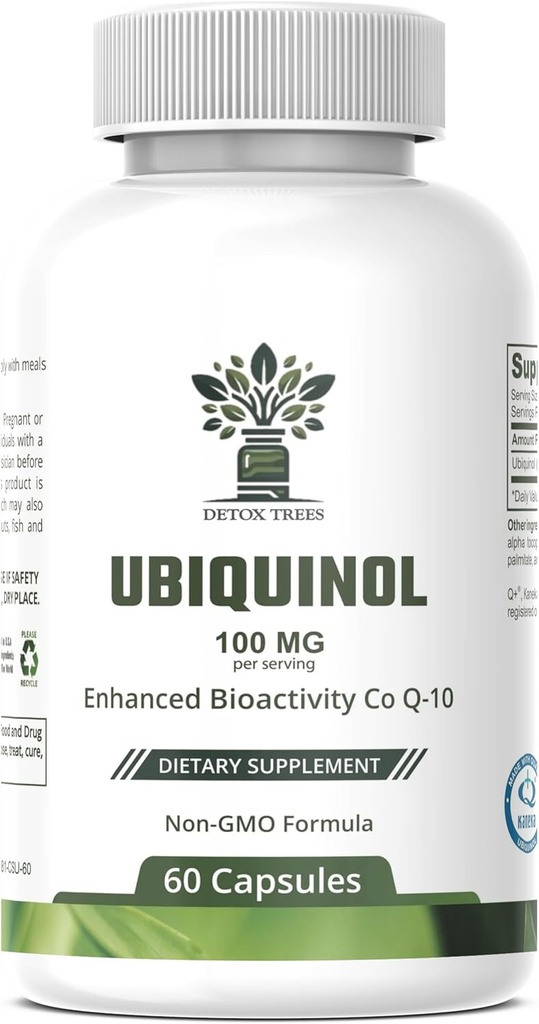 Ubiquinol CoQ10 100mg - 강화 된 생체 이용성, 높은 흡수 보충 - 심장 건강 및 심혈관 지원, 60 캡슐에 대한 글루텐 무료
