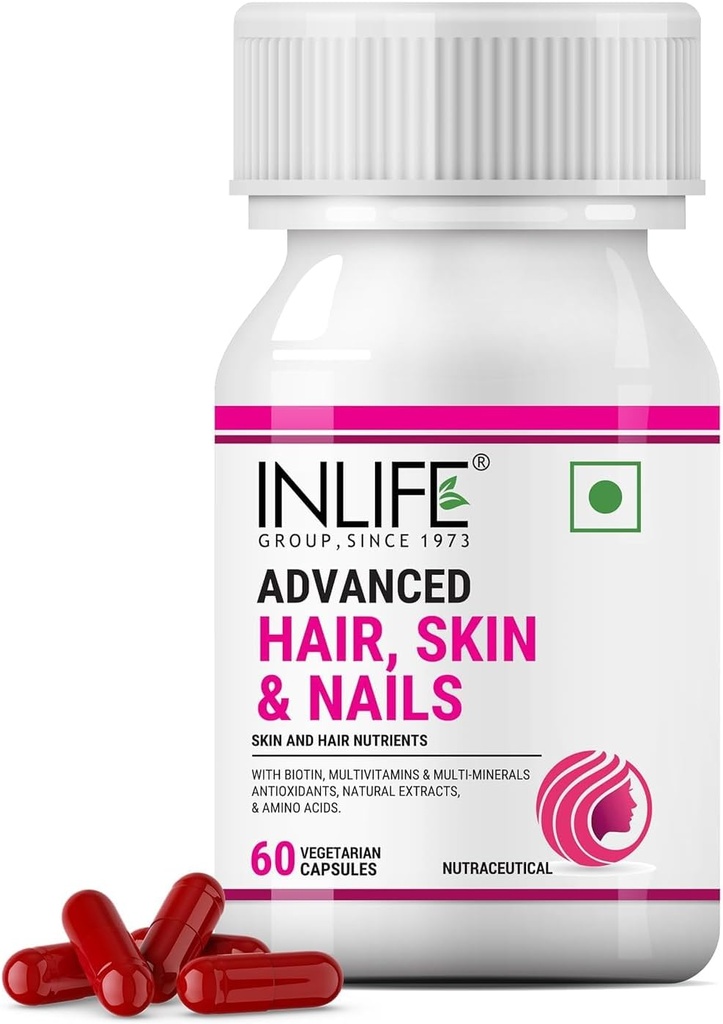Biotin Advanced Hair Skin & Nails Supplement with Multivitamin Minerals Amino Acids for Hair Care - 60 채식 캡슐