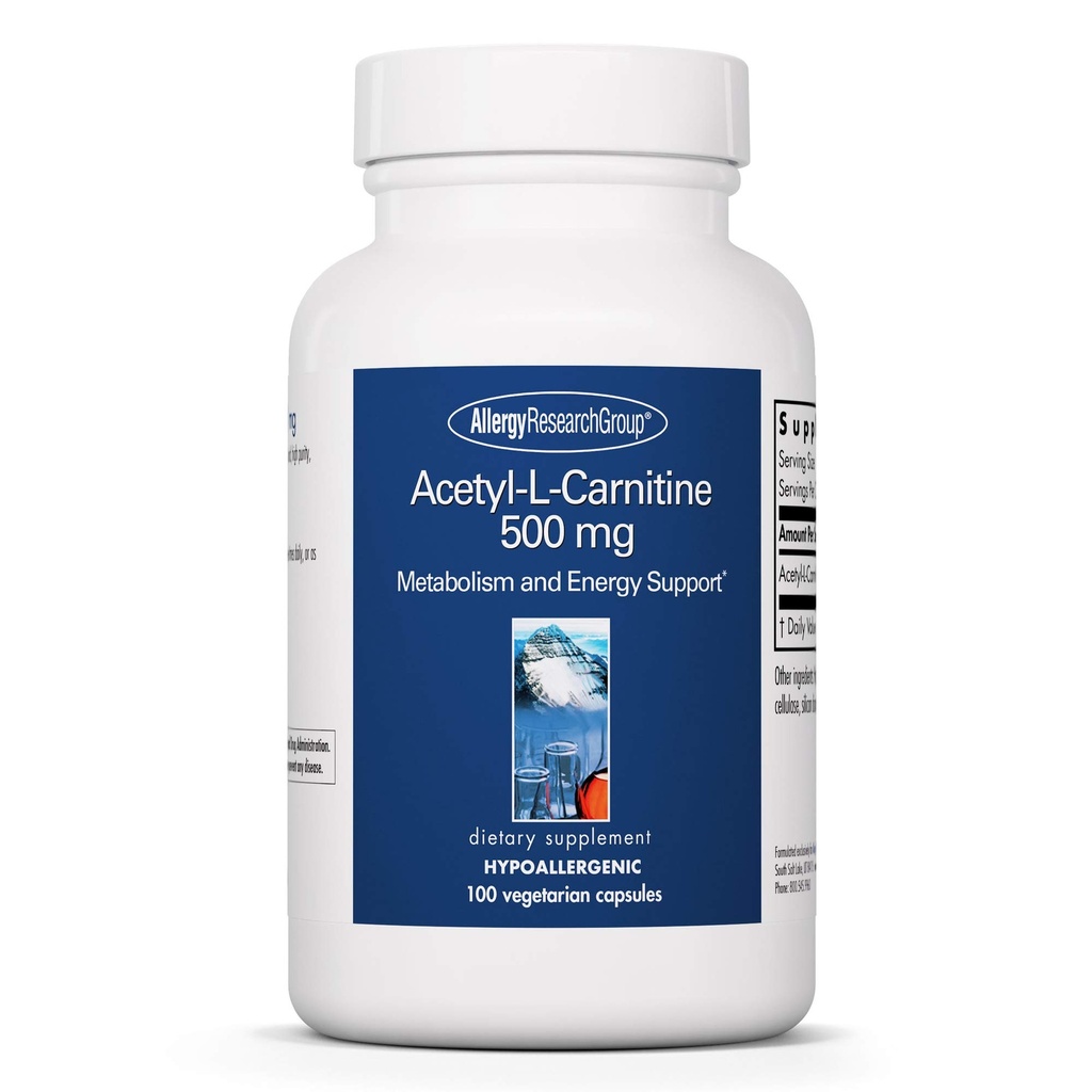 알레르기 연구 그룹 Acetyl-L-Carnitine 500mg 보충교재 - 대사와 에너지 지원, ALC, 자유로운 모양 아미노산, 채식 캡슐 - 100개 조사
