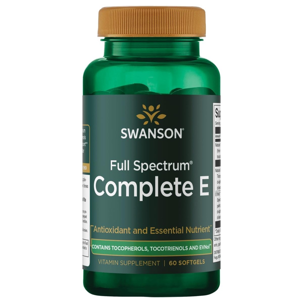 Tocotrienols를 가진 Swanson 가득 차있는 스펙트럼 비타민 E - 심장 건강 및 세포질 건강 지원을 승진시킵니다 - 전반적인 웰빙을 위한 자연적인 보충교재 - (60 Softgels)