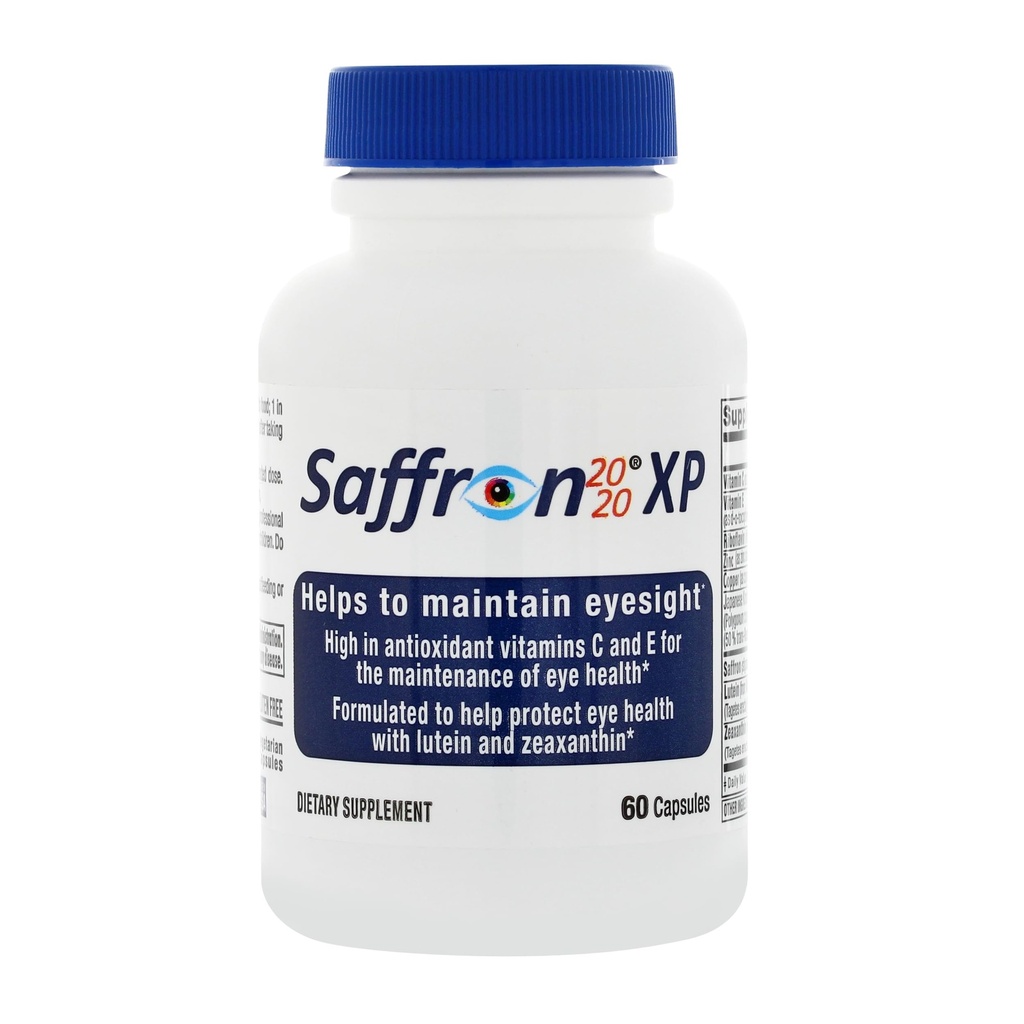 Saffron 2020-XP 보충 Saffron, Resveratrol, 비타민 및 미네랄, Zeaxanthin 및 Lutein -60 채식 캡슐