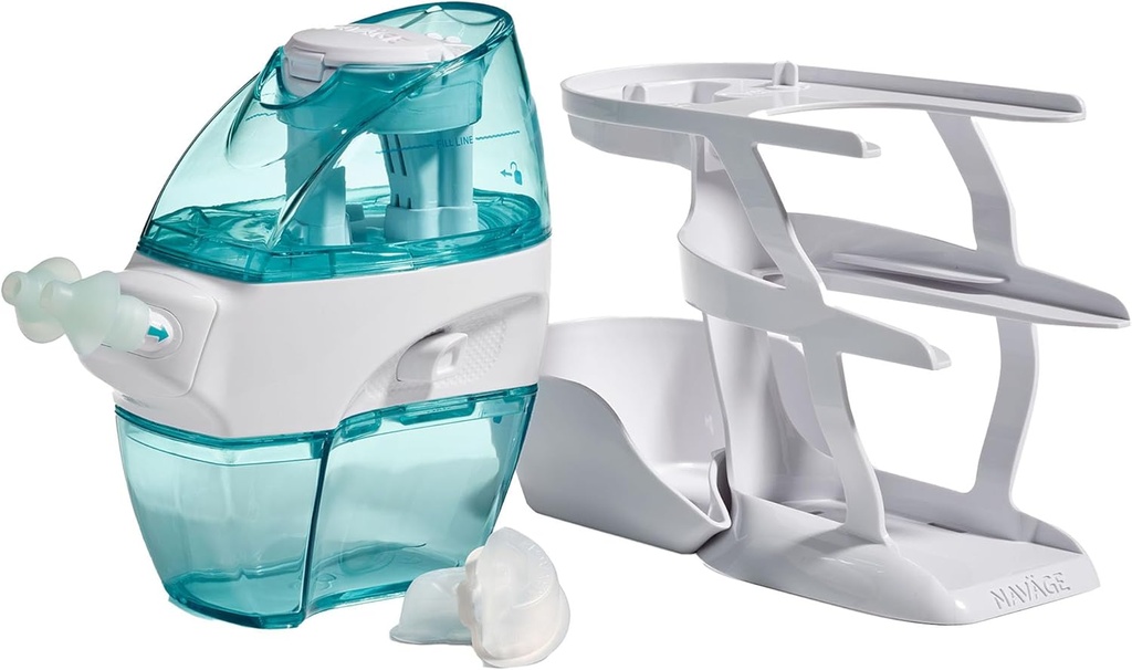 Navage Essentials Bundle - Nasal Irrigation System - 1 Navage Nose Cleaner, 30 Salt Pods 및 1 Countertop Caddy가있는 Saline Nasal Rinse Kit