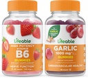Lifeable 비타민 B6 + 마늘 1000mg, Gummies 번들 - 훌륭한 타스팅, 비타민 보충, 글루텐 무료, GMO 무료, Chewable