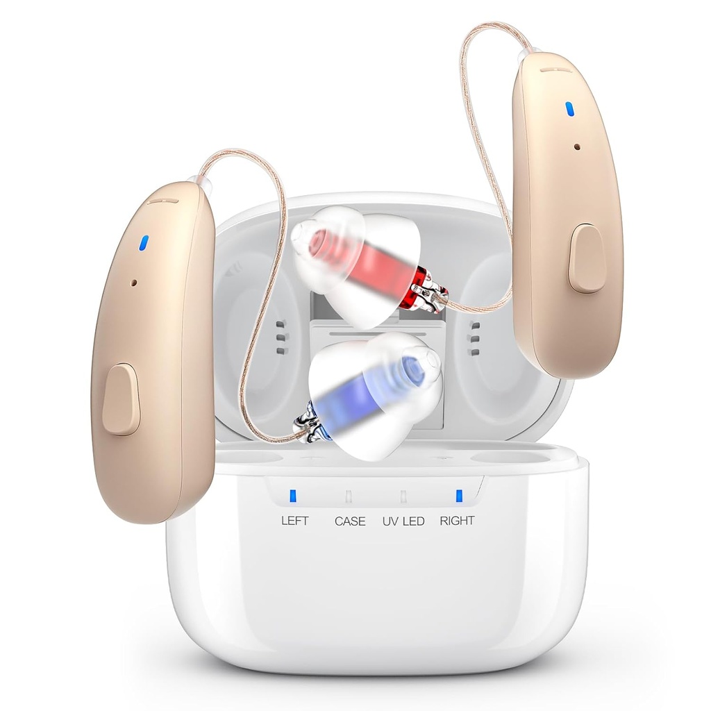 충전식 보청기 - Behind-The-Ear BTE 보청기는 Severe Hearing Loss, Invisible OTC Hearing 증폭기를 사용하여 성인을위한 충전 케이스