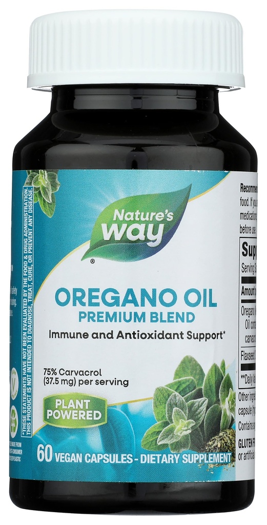 자연의 방법 Oregano 기름, 면역 및 산화 방지제 지원 보충교재, * 봉사 당 75-85% Carvacrol, 글루텐 자유로운, 60 Vegan 캡슐