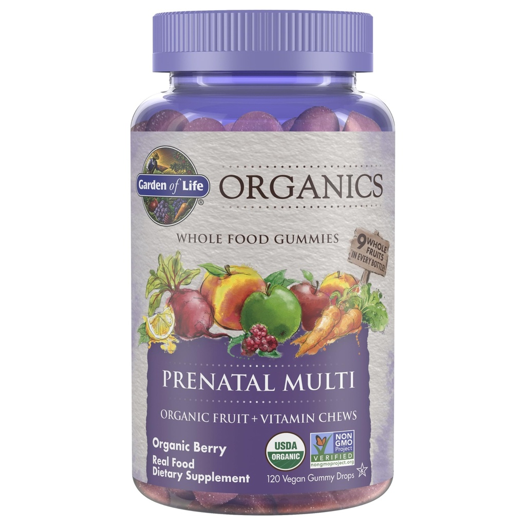 비타민 D3, B6, B12, C & 건강한 태아 개발을 위한 Folate를 가진 생활 유기 Prenatal Gummies Multivitamin의 정원 – 유기, 비 GMO, 글루텐 자유로운, Vegan, 베리 풍미, 30 일 공급