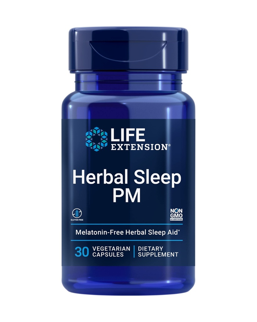 생활 연장 초본 수면 PM, 레몬 발름, honokiol (Magnolia 바지), Chamomile는 건강한 수면, 호르몬 자유로운, melatonin 자유로운, 글루텐 자유로운, 비 GMO, 채식주의자, 30의 캡슐을 승진시킵니다