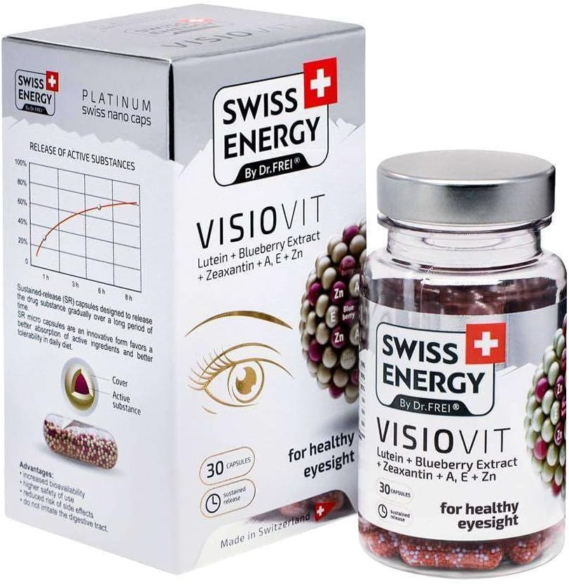 VISIOVIT Lutein + 블루 베리 추출, 건강한 비전, 30 지속되는 릴리즈 캡슐