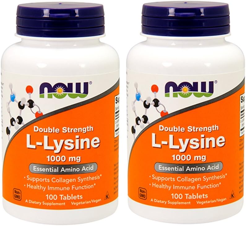 NOW 식품 L-Lysine 1000mg, 100 정제 (팩 2)
