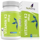 NutriZing K2 비타민 보충교재 MK-7 - 고강도 600mcg - 지원 뼈 & 동맥 건강 - 90 Vegan 캡슐 - 남자 & 여자를 위한 비타민 K2 - 3 달 공급