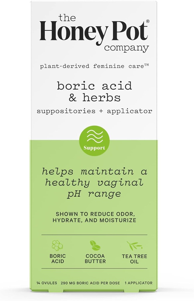 꿀 냄비 회사 7 일 Boric 산 & 허브 좌약 - 유지 하 고 균형 건강 한 질 PH, 관리 냄새, 수염, & Moisturizes - 부인과 의사 테스트