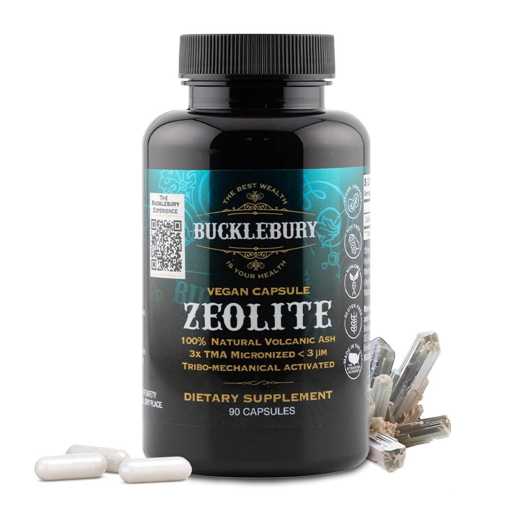 BUCKLEBURY Micronized Zeolite 캡슐 - 성인을 위한 무기물 비석 해독 - Immune 체계, Metabolism & 소화 건강 지원 - 남자 & 여자를 위한 진보된 공식 - 90 Vegan 캡슐