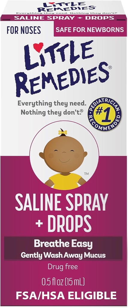 Little Remedies Saline 스프레이 및 드롭, 신생아에 대한 안전, 0.5 fl oz