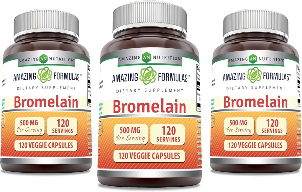 놀랄만한 수식 Bromelain 보충 | 500 Mg | 2400 GDU | 120 Veggie 캡슐 | Non-GMO | 글루텐 프리 | 미국에서 제작 (3 팩)