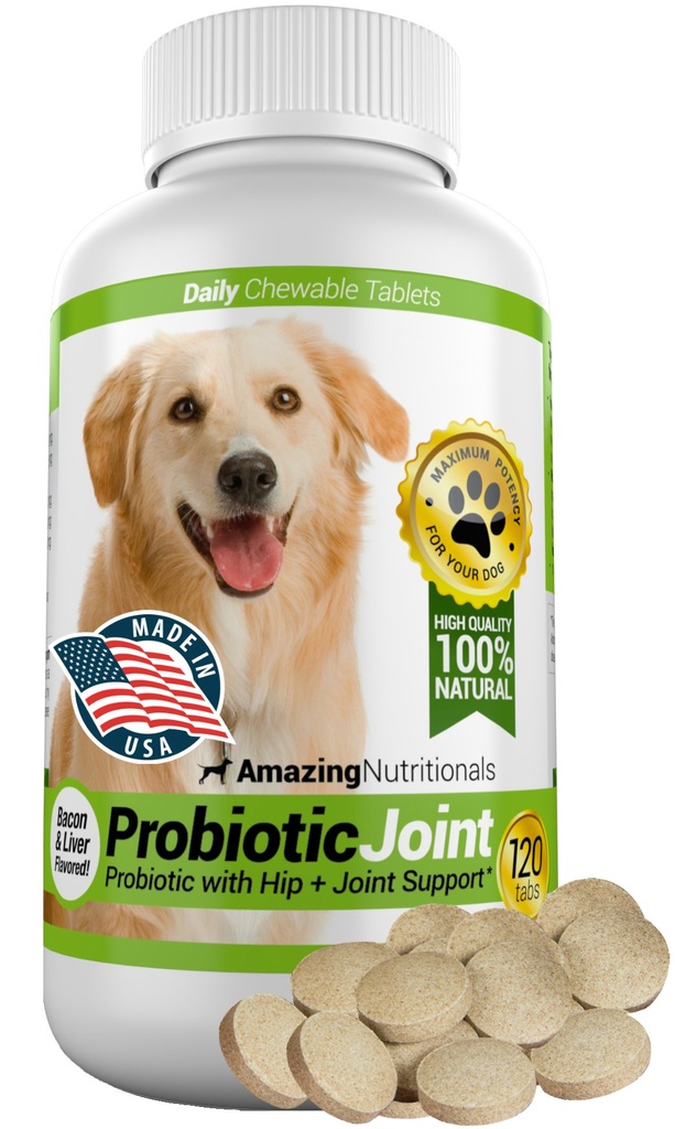 개를위한 놀라운 Probiotics는 혈장과 가스를 Hip Joint Pain Relief, 120 Chews로 제거합니다.