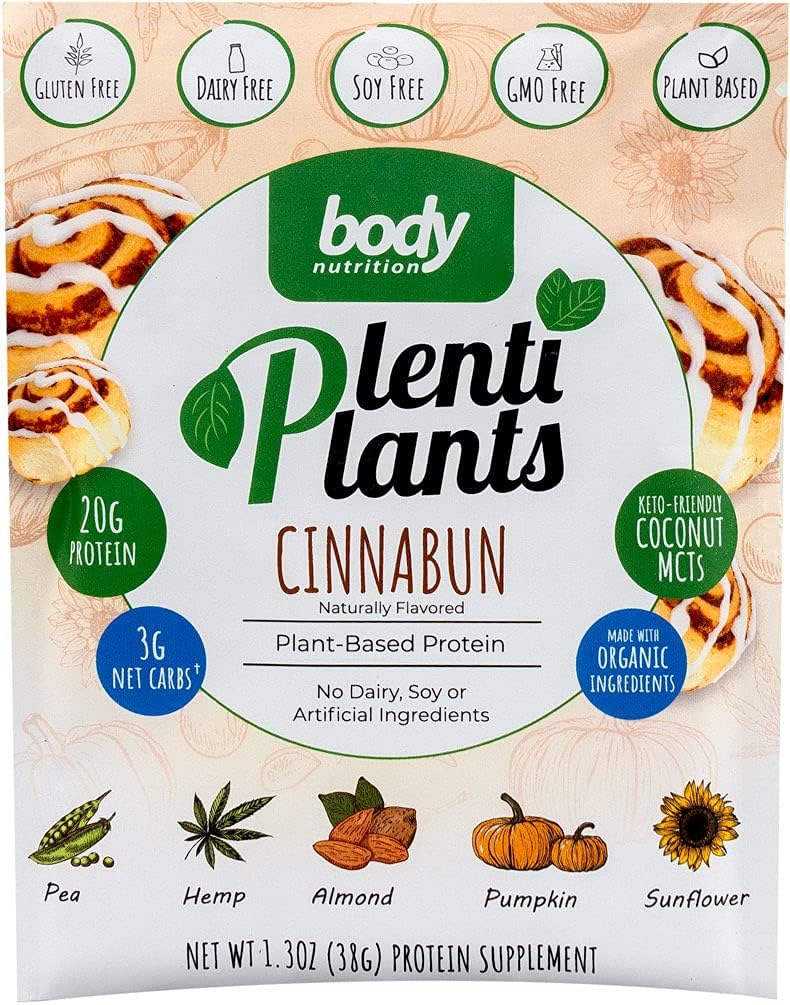 바디 영양 PlentiPlants 식물 기반 단백질 (CinnaBun, 38g)