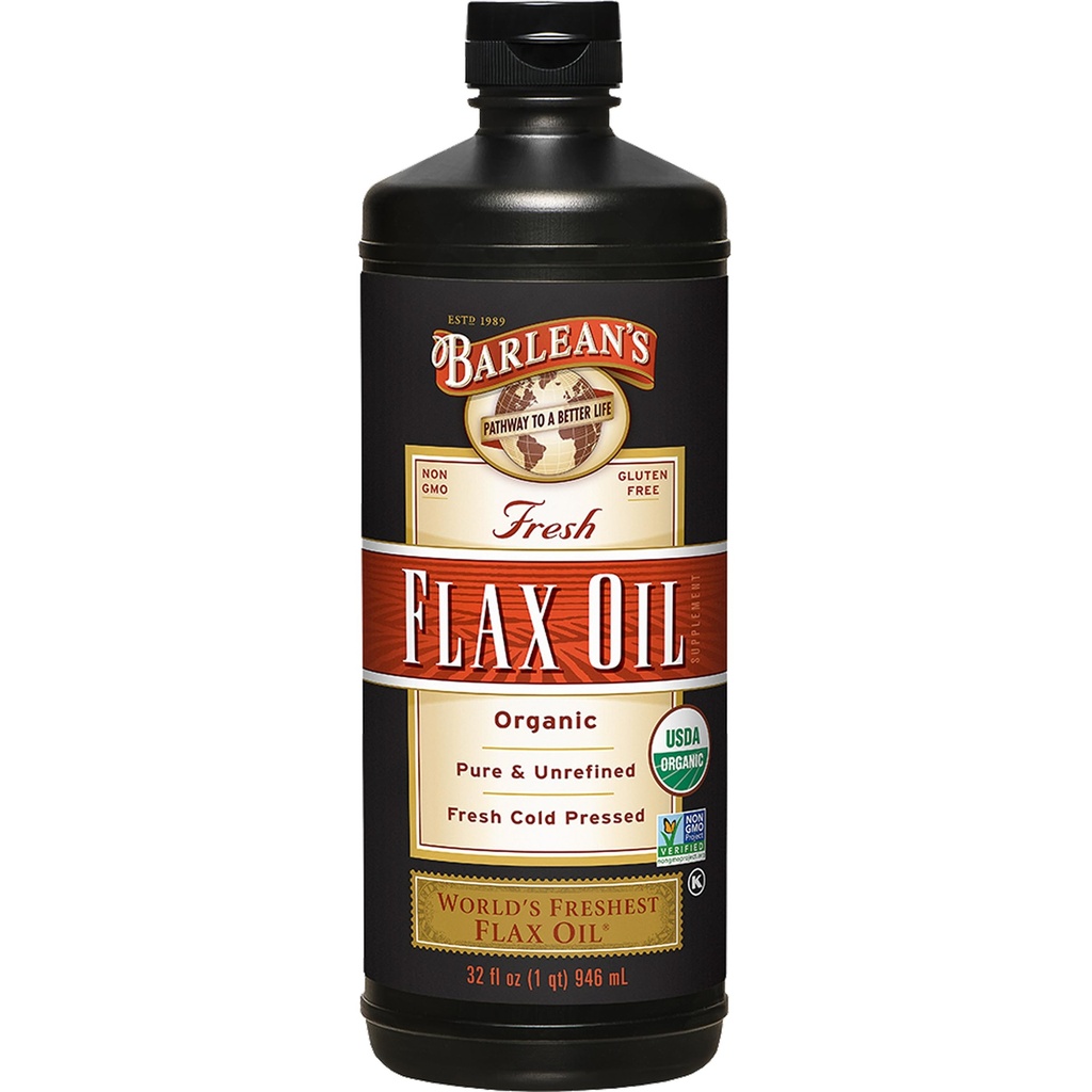 Barlean의 유기 Flaxseed 기름 액체, 찬 압박 Flax씨, 합동과 심장 건강 & 건강한 소화를 위한 7,640mg ALA 오메가 3 지방산 보충교재, 32 oz