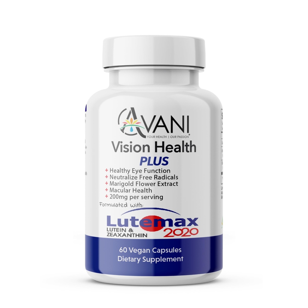 Avani Vision 건강 플러스 눈 건강 Lutemax로 만든 2020 20mg Lutein 4mg Zeaxanthin