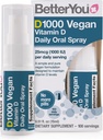 BetterYou D1000 Vegan 비타민 D 구두 살포 - 정제를 위한 편리한 대안 - 식물 Origin - 강한 뼈, 이 및 면역 체계를 승진시킵니다 - 칼슘 흡수에 있는 원조 - 100개의 매일 복용량 - 0.5 oz