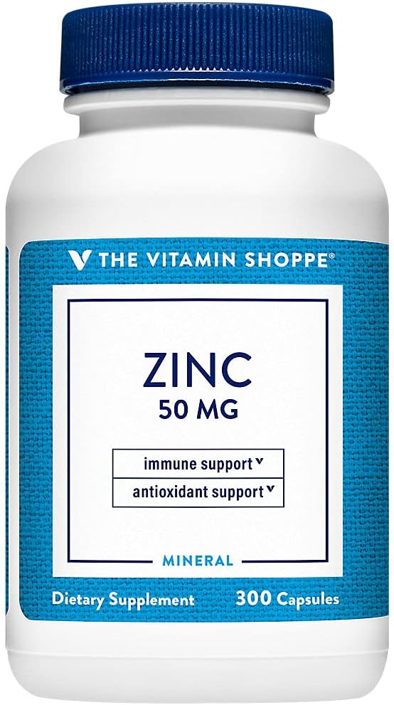 아연 50mg 지원 건강한 면역 기능 눈 건강, 높게 흡수성, 산화 방지제 보충교재 매일 서빙, 글루텐 낙농장 자유로운 (300의 캡슐) 비타민 Shoppe에 의하여