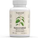 Resveratrol 600mg - Vegan - Non-GMO - 건강한 시효 및 심혈관 건강 지원 - 산화 방지제에 풍부한 - 60 식물성 캡슐