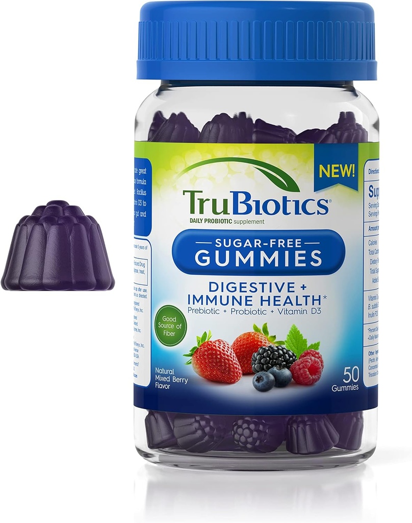 Prebiotics & Vitamin D3, Men & Women 's Digestive & Immune Health에 대한 Sugar-Free Gummy, 정기적 인 지원 및 도움 Relieve Minor Abdominal Discomfort, 50 Gummies