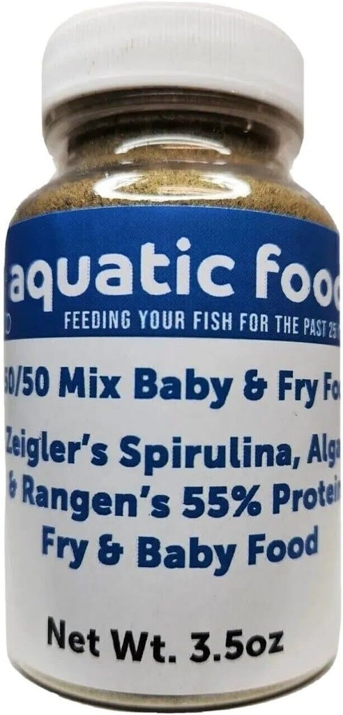 Aquatic Foods Inc. 50/50 Spirulina/Algae 분말 및 Rangen의 소프트 모리스 55% 단백질 코이 & 열대어 프라이팬 뜨 음식... 3.5oz 병의 혼합