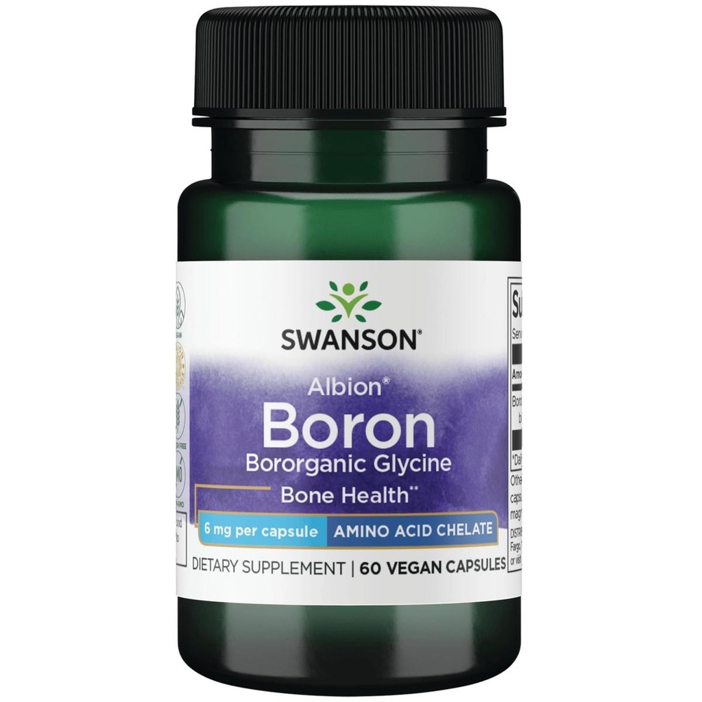 Albion의 Swanson Boron - Boroganic 글리신 보충교재 지원 합동 건강 & 뼈 건강 - 높은 흡수 공식은 전반적인 균형을 지원할 수 있습니다 - (60의 캡슐, 각 6mg)