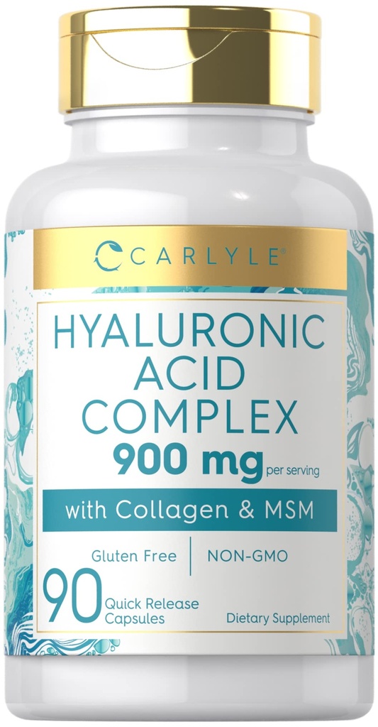 Carlyle Hyaluronic 산 Complex 900 mg | 교원질과 MSM | 90의 캡슐 | 비 GMO, 글루텐 자유로운 보충교재