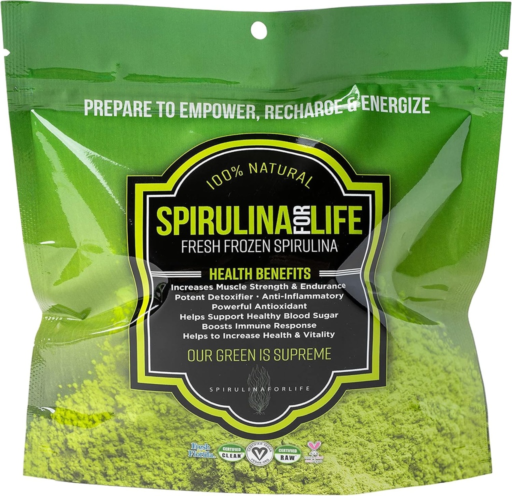 Spirulina 14 스틱 팩 데이 공급 라이브 플래시 냉동 100 % 알칼리성 물 성장, 수확 및 미국 최대 완전 슈퍼 푸드 천연 멀티 비타민