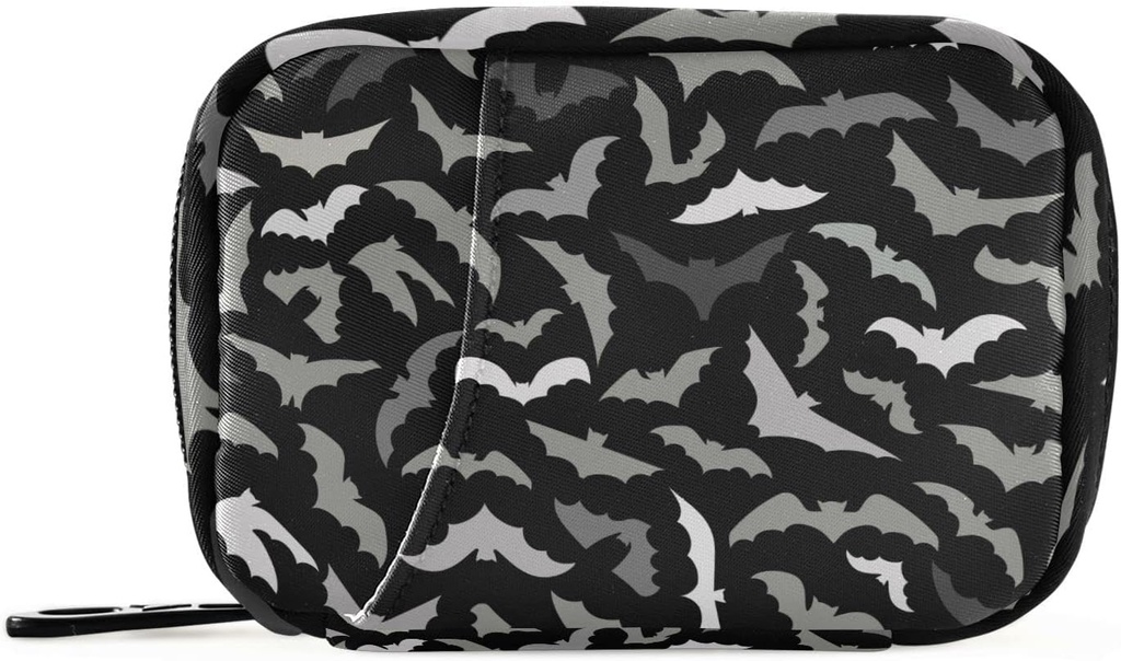 Pill Box Halloween Bats 7 Day Pill Case Travel Pill 주최자 가방 지퍼 휴대용 주간 비타민 의학 보충 홀더 파우치 가방