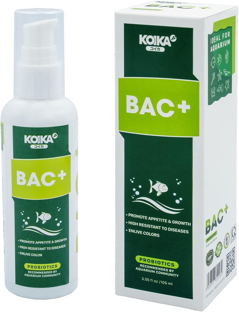 코키아 BAC+ 수족관 Probiotics, 면역 부스트, 질병 저항 및 소화 시스템 개선 (BAC +, 105ml)