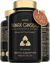 Panax Ginseng 및 Rhodiola Rosea 2000mg - 한국 인삼 고 강도 60 캡슐 - 남성 및 여성을위한 초본 보충 - 인삼 뿌리 추출물과 에너지 복합체 표준 7% Ginsenoside - 미국 Made