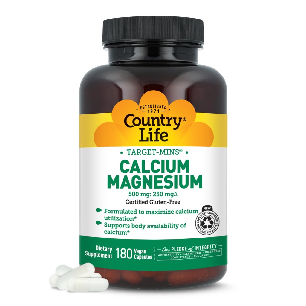 국가 생활 표적 분 칼슘 마그네슘 복합물 - 1000mg 칼슘, 500mg 마그네슘, 뼈 건강을 위한 글루텐 자유로운 보충교재