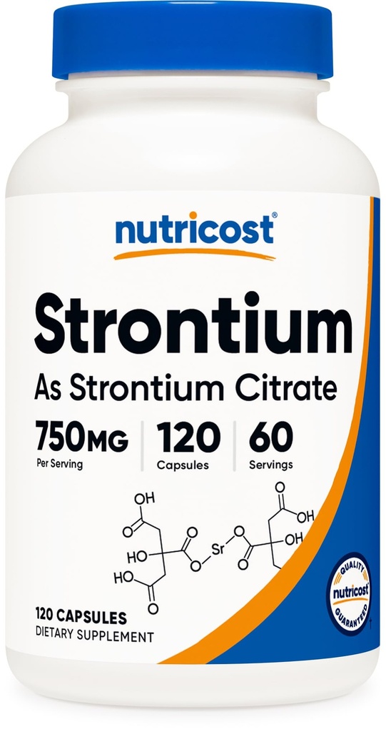 Nutricost Strontium 캡슐 750mg, 120 캡슐 - 채식, 비 GMO, 글루텐 무료