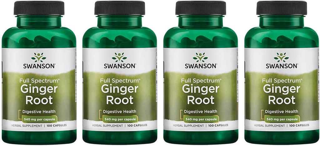 Swanson 전체 스펙트럼 생강 뿌리 540 mg 100 모자 (4 팩)