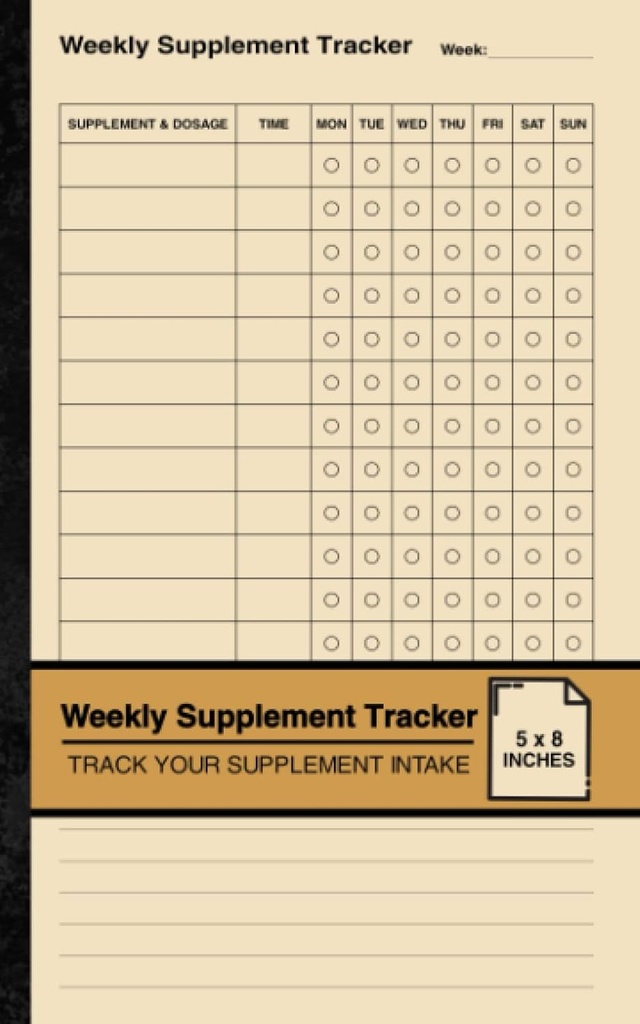Weekly Supplement Tracker : Simple Supplement Log book | 당신의 보충 입구를 추적 | 작은
