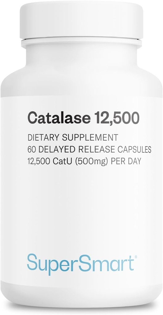 Supersmart - 하루 500mg (12500 CatU) - 천연 효소 - 안티 그레이 헤어 보충 | 비 GMO 및 글루텐 무료 - 60 지연 릴리즈 캡슐