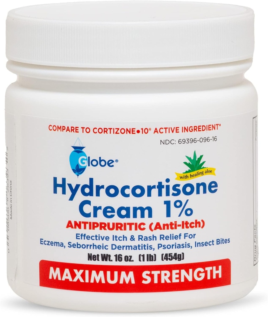 지구 Hydrocortisone 최대 힘 크림 1% w/Aloe, 16 oz, 적색, 팽윤, 가려움, 돌진, 벌레/Mosquito 조금, Eczema, 치질 & 더, 16 oz 단지를 위한 반대로 Itch 크림