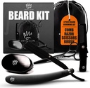 로얄 클립 Beard 키트 | 4 Piece Beard Grooming Kit | Beard Brush, Comb, Scissors and Straight Razor - 남자를위한 이상적인 선물, 남편, 남자 친구, 가족 및 친구