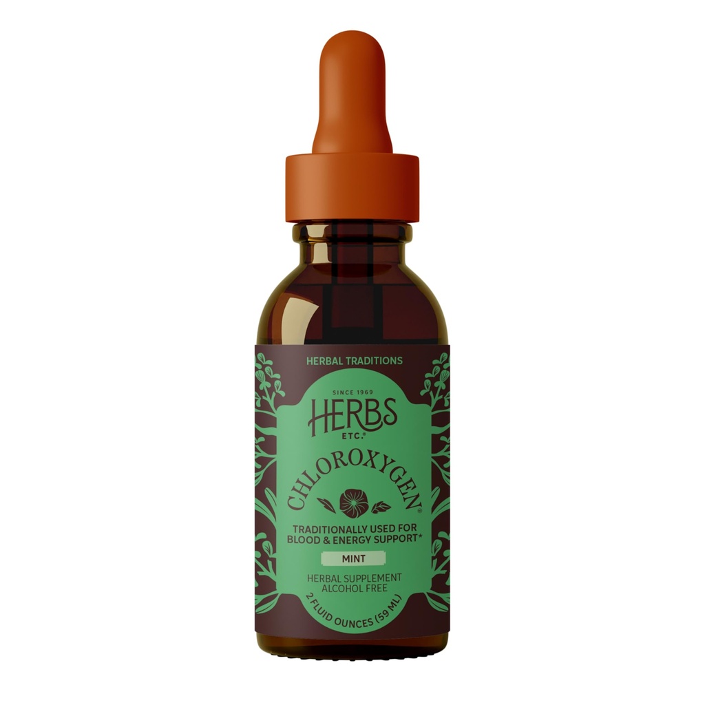 허브 등 ChlorOxygen Chlorophyll 농축 - 고농도 에너지 지원 - Aids Healthy Blood Circulation - Natural Vitality Support - Alcohol-Free - Mint, 2 fl oz (약 132 서빙)